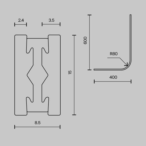 Комплектующие для систем освещения с токоведущими элементами Technical TRX154-RC80-BS