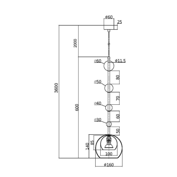 Подвесной светильник Maytoni Ros MOD227PL-01B