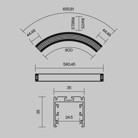 Профиль Led Strip ALM-3535R-B-D-90°-0.8M