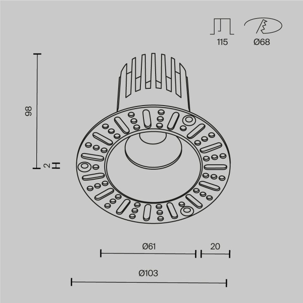 Встраиваемый светильник Maytoni Technical Dip DL121-15W-4K-TRS-W