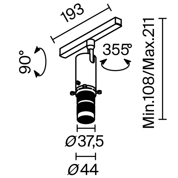 Трековый светильник Technical TR108-2-10W3K-B