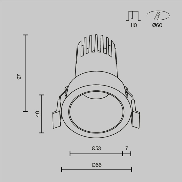 Встраиваемый светильник Maytoni Technical Dip DL116-10W-2.7K-W