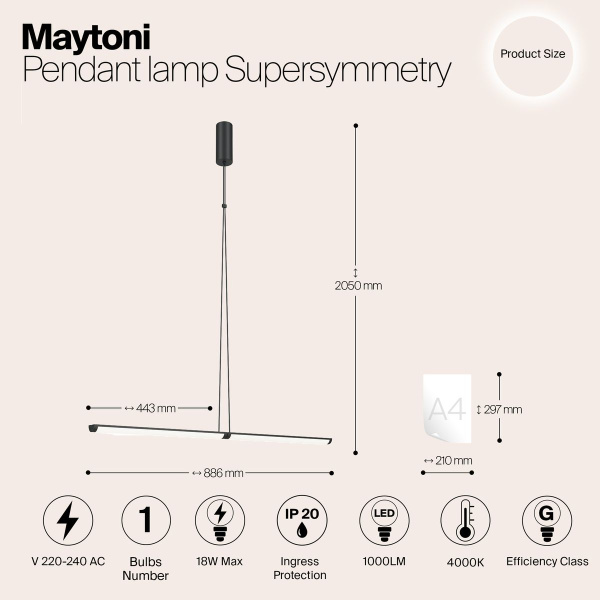 Подвесной светодиодный светильник Maytoni Supersymmetry P096PL-L11BK1